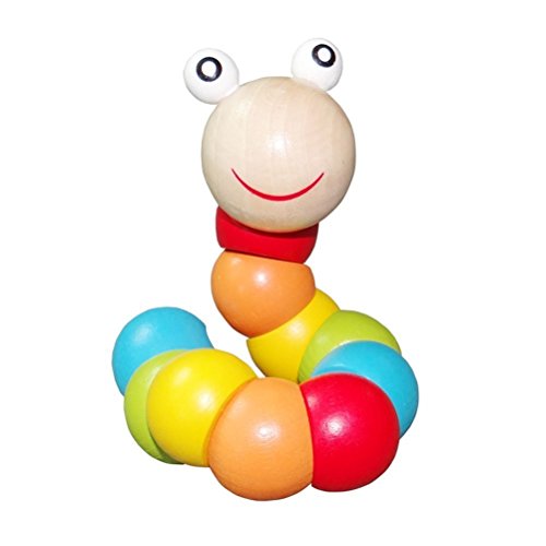 PAMRAY Juguetes Gusano de Madera Colorido Insecto Counting Perla Bloques Toys Inteligente Desarrollo para Niños Pequeños1 Edad