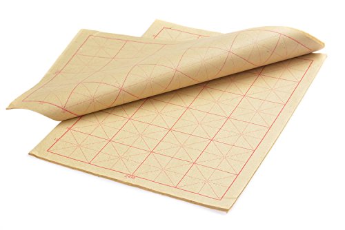 Papel para Caligrafía con pautas/directrices, 8K, 6 x 4 cuadrados = 24 cuadrados, 35cm x 23cm, aprox. 30 páginas,marrón, XZMG-8K-16
