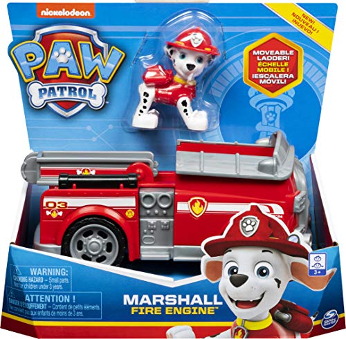 Pat Patrouille 6056854 - Camión de Bomberos de la Patrulla Canina con Figura extraíble de Marshall el Dálmata de 15 cm y Escalera móvil - Juguete Infantil a Partir de 3 años de Edad