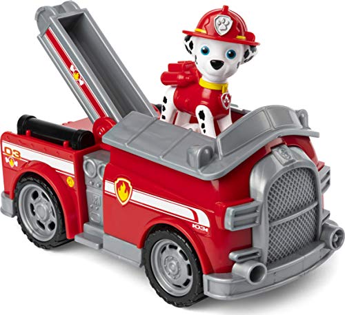 Pat Patrouille 6056854 - Camión de Bomberos de la Patrulla Canina con Figura extraíble de Marshall el Dálmata de 15 cm y Escalera móvil - Juguete Infantil a Partir de 3 años de Edad