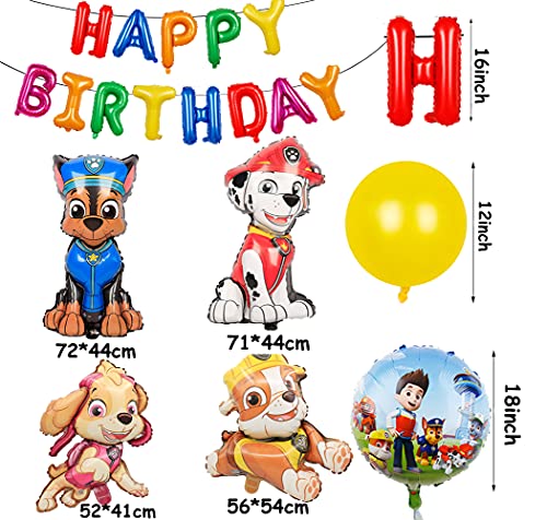 Patrulla Canina Feliz Cumpleaños Decoración Paw Dog Patrol Globo Paw Dog Patrol Banners de Cumpleaños Paw Dog Patrol Globo De Aluminio para Niños Decoración de Cumpleaños Regalos