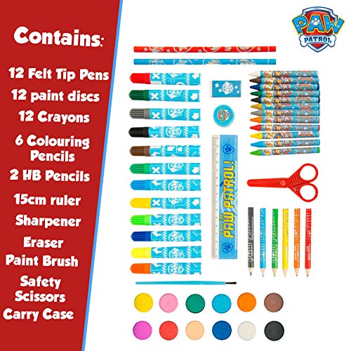 Paw Patrol Maletín Pinturas Para Niños, Estuche Colores De La Patrulla Canina, Estuche Pinturas Para Niños Incluye Acuarelas, Rotuladores Y Ceras De Colores