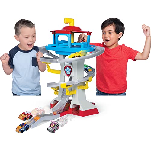 PAW PATROL Playset with Vehicles, Scale True Metal Adventure Bay Rescue Way-Juego con 2 vehículos exclusivos, Escala 1:55, Color Gris, 0 (Spin Master 6060065)