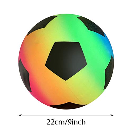 Pelota de fútbol arcoíris de PVC de 9 pulgadas y pelota de fútbol para niños, ideal para jugar al dod, kick ball y juegos escolares
