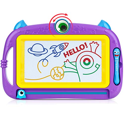 Peradix Pizarra Magnética Infantil, Pizarras Mágicas Colorido con Pluma, Portátil Tablero de Dibujo Borrable, No Tóxico Niños Juguetes Educativos, Desarrollar la Imaginación Regalo Creativo Púrpura