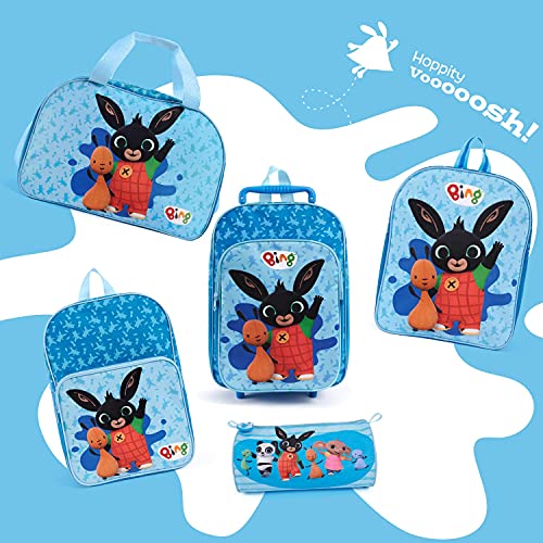 PERLETTI Mochila Escolar Bing para Niños - Bolso Infantil con Estampa de Bing y Flop para Niño Viajes y Tiempo Libre - Mochilita Azul para Guardería Chicos 3 4 5 Años - 30x24x10 cm