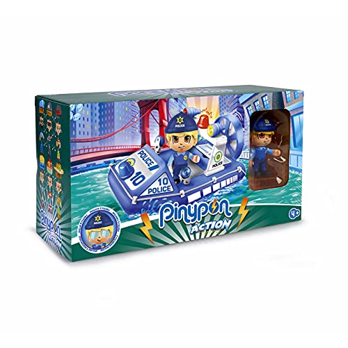 Pinypon Action - Lancha de policía con 1 Figura, para niños y niñas de 4 a 8 años, (Famosa 700015588)