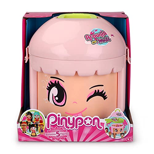 Pinypon - del Mundo, Edición Limitada 5 figuras de distintos países, contenedor con una bandeja y compartimentos para ordenar los accesorios, guardar y transportar las muñecas, FAMOSA (700016793)