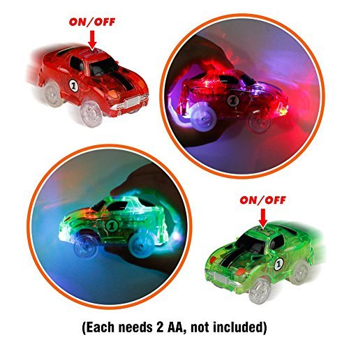Pista Coches de Juguetes Circuito Luminosa 240 Piezas de Pistas Flexible con 2 Coches LED Juguete Juegos Educativos Regalos para Niños Niñas 3 4 5 6 Años