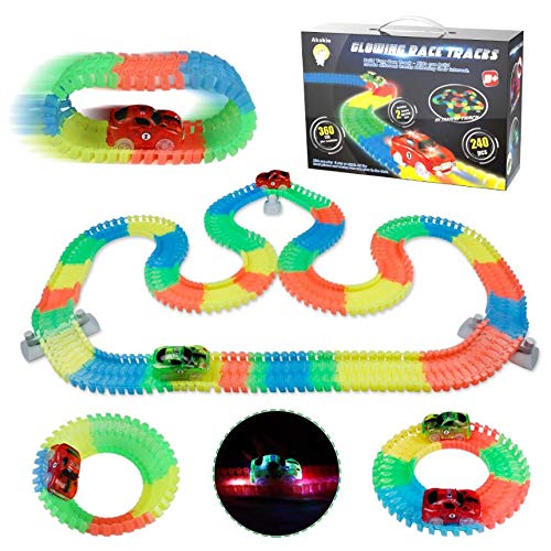 Pista Coches de Juguetes Circuito Luminosa 240 Piezas de Pistas Flexible con 2 Coches LED Juguete Juegos Educativos Regalos para Niños Niñas 3 4 5 6 Años
