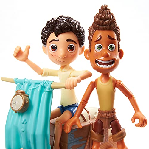 Pixar Luca Pack construye una moto, muñeco de juguete articulado con accesorios Mattel GXK62