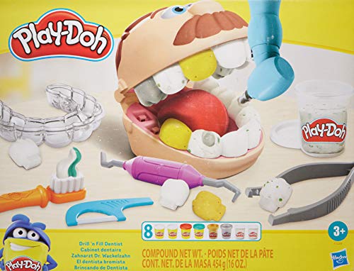 Play-Doh Juguete El Dentista Bromista niños a Partir 3 años con 8 Botes, no tóxico, Colores Surtidos