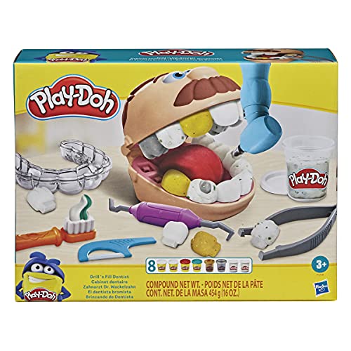 Play-Doh Juguete El Dentista Bromista niños a Partir 3 años con 8 Botes, no tóxico, Colores Surtidos