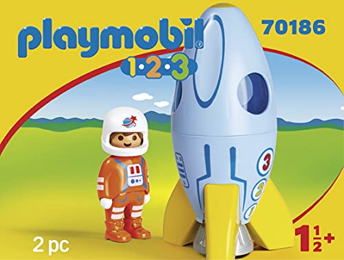 PLAYMOBIL 1.2.3 Astronauta con Cohete, A partir de 18 meses (70186)