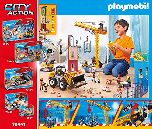 PLAYMOBIL- City Action Grúa de Construcción con Mando a Distancia RC, A Partir de 5 Años, Multicolor (70441)