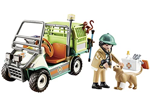 PLAYMOBIL Family Fun Veterinario de Zoo con Coche Médico, A partir de 4 años (70346)