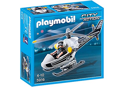 PLAYMOBIL- Helicóptero de Policía Playset, Color, Miscelanea (5916)