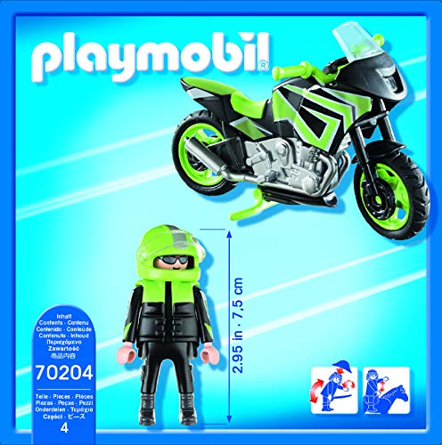 PLAYMOBIL PLAYMOBIL-70204 City Moto+Motorista, Multicolor, Talla única (70204)