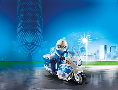 Playmobil Policía- City Action-Policía con Moto y Luces LED Playmobil Conjunto de Figuras, Multicolor (6923)