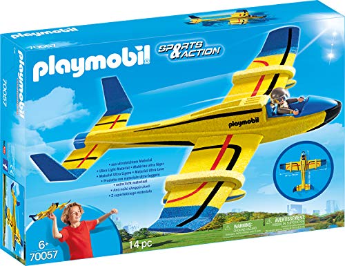 PLAYMOBIL-Sports & Action Deslizador de Lanzamiento avión acuático, Color carbón (70057)