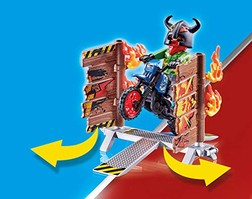 PLAYMOBIL Stuntshow 70553 Moto con muro de fuego, Para niños de 4 a 10 años