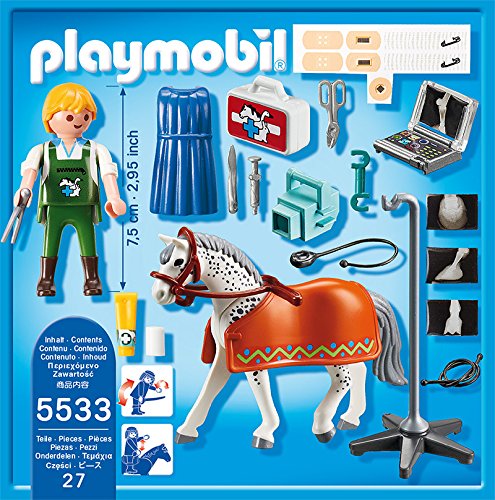 PLAYMOBIL Veterinaria - City Life Caballo con Técnico de Rayos X Juguetes y Juegos 5533