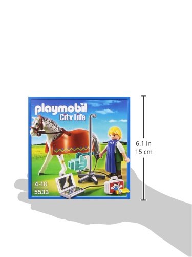 PLAYMOBIL Veterinaria - City Life Caballo con Técnico de Rayos X Juguetes y Juegos 5533