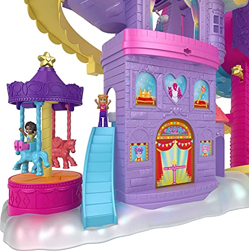Polly Pocket Parque temático arcoiris Set de juego con muñeca, mascota y accesorios, juguete +4 años (Mattel HBT13)