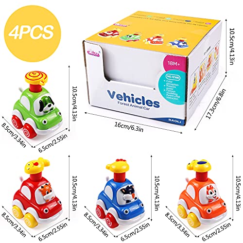 Press y Go Toy Cars,WolinTek Coches de Juguetes 2 años, Coches Bebes 1 años, Coche de Presión con Forma de Animal, 4 Pcs Vehículos de Juguete para Niños 1 2,3,4,5 años