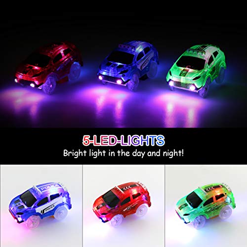 PROACC 3 Piezas Track Race Car SUV Circuito Coches Juguete Niño Coches Led Accesorios de Pista para Niños 3 4 5 6 Años