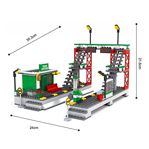 PROTOY Tren de ingeniería con rieles, 928 piezas, CN5700 City, tren de mercancías ferroviario, bloques de construcción flotantes, juguete de construcción compatible con la técnica Lego