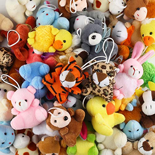 Punertoy Juguetes Infantiles, Set de Osito Perrito Patito Ranita Peluche Decoraciones Animales para Llavero Bolsas Mochilas Regalos Premios para Fiestas Temáticas Escuelas Niños Niñas (28 PCS)