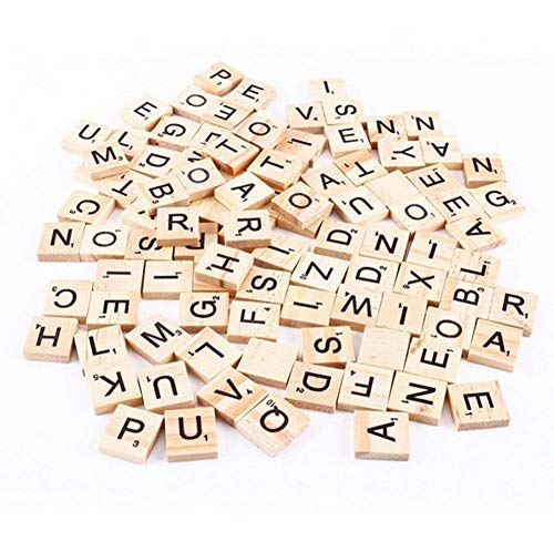QFDM Decorative Letters & Numbers 100 Palabras en inglés Piezas de Madera Letras del Alfabeto Azulejos Negros Scrabble Letras y números for la artesanía de Madera Hygienic and Durable (Color : 1)