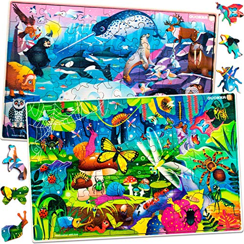 QUOKKA Kids Toys Puzzles para niños y niñas de 8 a 10 años - 60 piezas de rompecabezas para niños de 5 a 8 años - Insectos y bichos, animales, divertidos juegos educativos para niños de 8 a 12 años