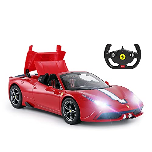 RASTAR Coche de control remoto Ferrari, 1/14 Ferrari 458 Special A Red Toy Car - Convertible, Auto Open/Close