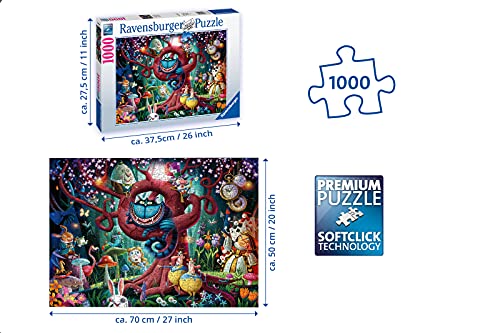Ravensburger Puzzle 1000 Piezas, Ilustración Alicia en el País de las Maravillas, Colección Fantasy, Rompecabezas Ravensburger de Alta Calidad, Jigsaw Puzzle para Adultos