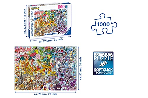 Ravensburger Puzzle 1000 Piezas, Pokémon Challenge, Colección Challenge, Impossible Rompecabezas Ravensburger de Alta Calidad, Jigsaw Puzzle