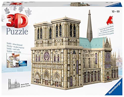 Ravensburger- Puzzle 3D 324 pièces Notre-Dame de Paris, Color néant, 34,2x16,4x25,8cm (12523)