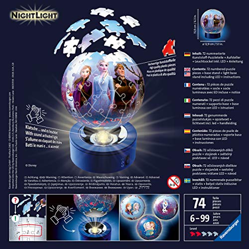 Ravensburger - Puzzle 3D Frozen 2, luz de noche (11141) , color, modelo surtido