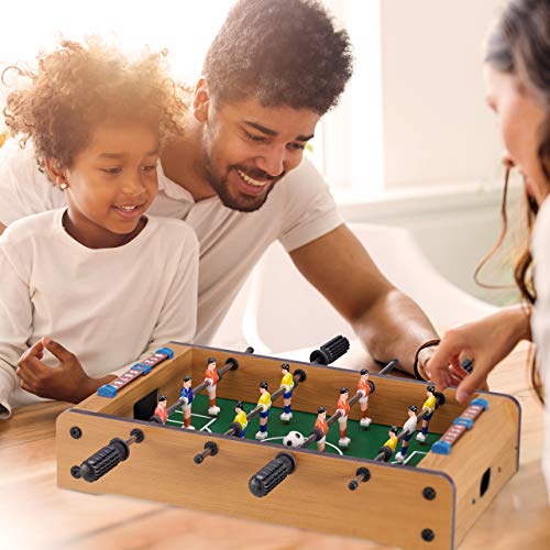 Relaxdays Futbolín de Mesa para 2 Jugadores, Color Verde-marrón, 11 x 51 x 50 cm (10022515)