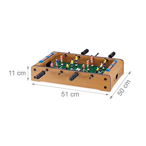 Relaxdays Futbolín de Mesa para 2 Jugadores, Color Verde-marrón, 11 x 51 x 50 cm (10022515)