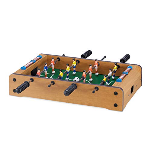 Relaxdays Futbolín de Mesa para 2 Jugadores, Color Verde-marrón, 11 x 51 x 50 cm (10022515)