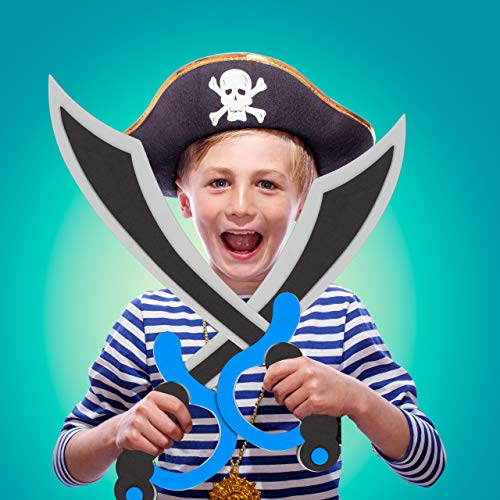 Relaxdays Set de cuatro espadas de pirata, Gomaespuma, Carnaval, Halloween, Infantil, 41 cm, multicolor, (10027757)