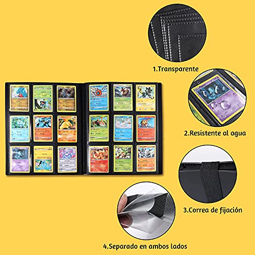 Revspoir 432 Bolsillos Álbumes para Cartas - 24 Paginas, Impermeable Album para Pokemon, Correa Elástica Evita la Tarjeta se Caiga