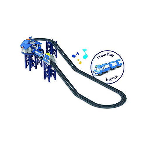 Robot Trains – Circuito Base de Kay 124 cm + Tren Kay automático y 3 Wagonsit Incluido – Juguete materno