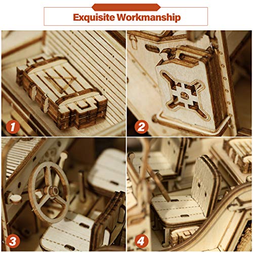 ROKR Car Madera Maquetas para Construir - Maquetas para Montar - Set de Construcción Puzzle 3D para niños y Adultos (Army Jeep)