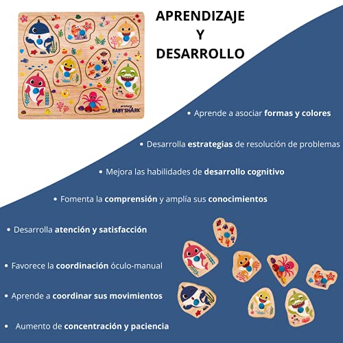 Rompecabezas Baby Shark Juego de Mesa para Niños |Rompecabezas Educativo para Todas Las Edades | Puzzle de Piezas con Temática Baby Shark | Educa y Diviértete