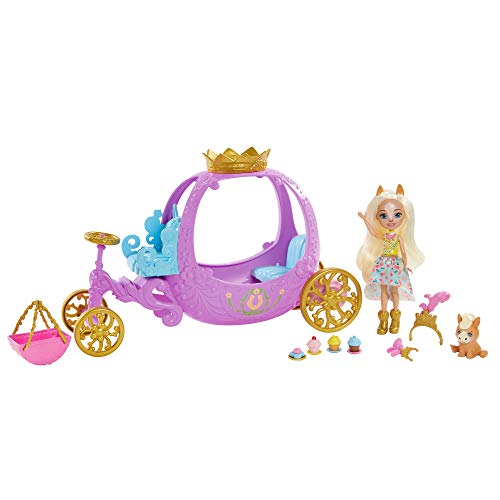 Royal Enchantimals Muñeca pony con carruaje real, mascota y accesorios de juguete (Mattel GYJ16)