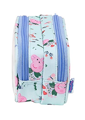 Safta Portatodo Doble de Peppa Pig Urban Farmer, 210x60x80 mm, Azul Claro/Multicolor