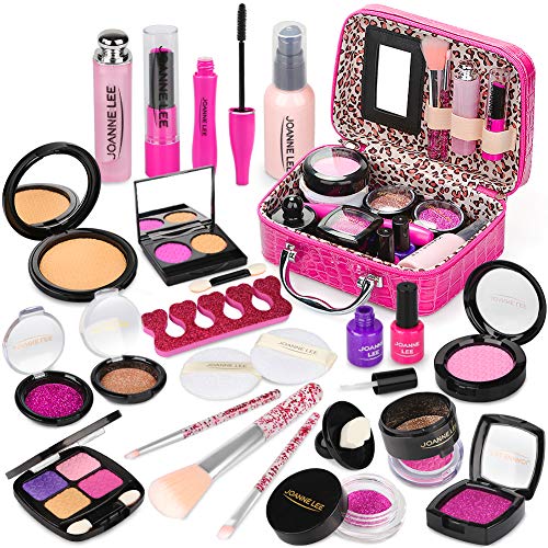 Sanlebi 22 Piezas Set de Maquillaje Falso para Niñas, Maletin Maquillaje Niñas, Juego de rol Regalo de Princesa para Niñas 3 Años (No es Maquillaje Real)